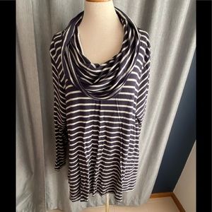 Long cowl striped flowy tunic